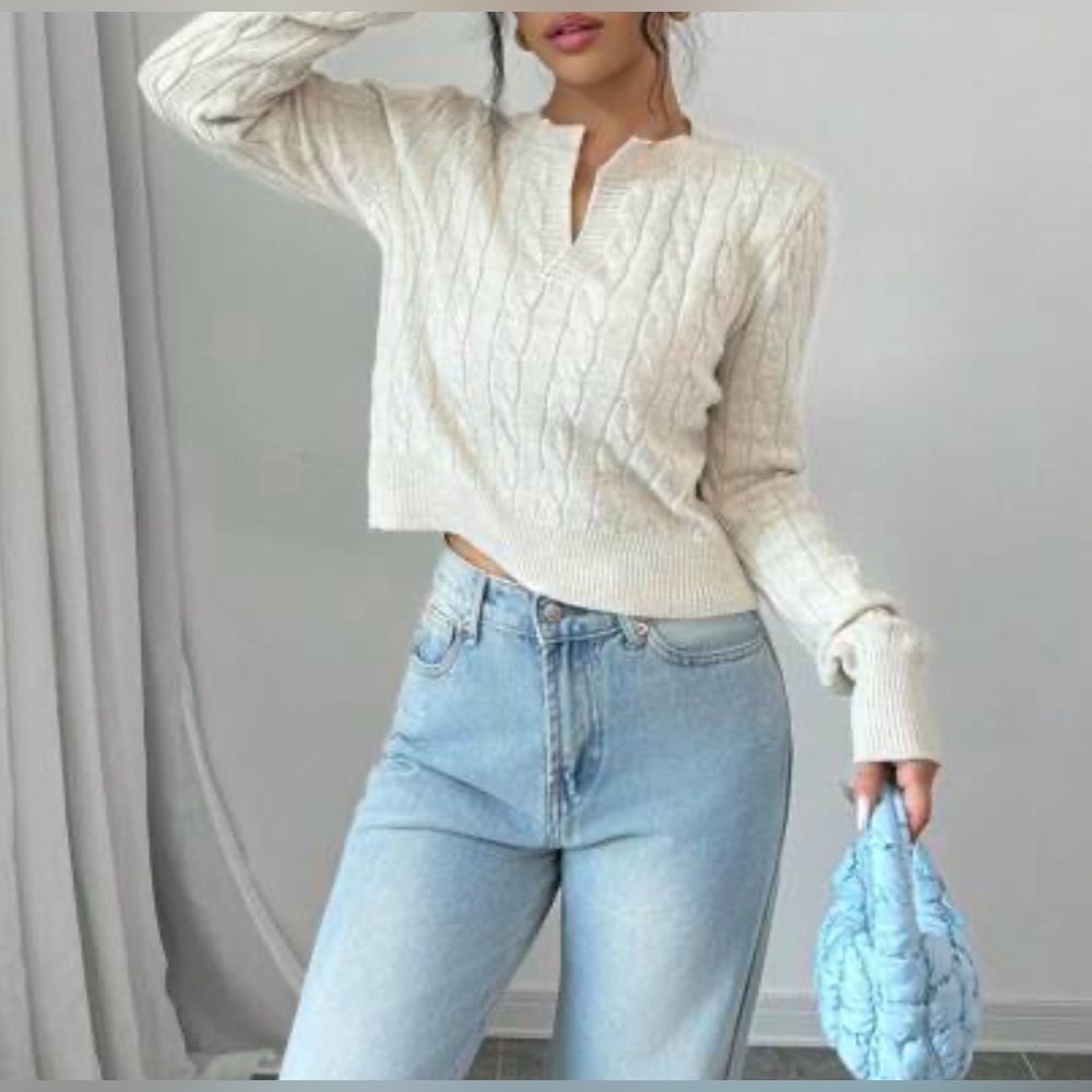 Women's Cream Cable Knit Sweater